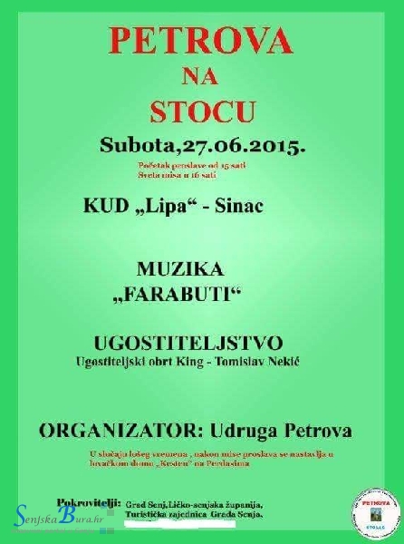 Petrova na Stocu - danas od 15 sati