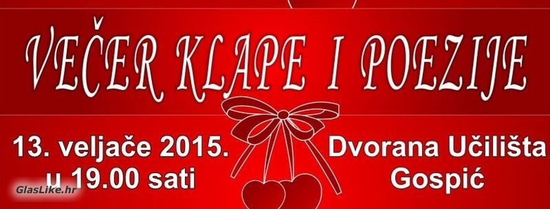 Povodom Valentinova večer klape i poezije u Gospiću 