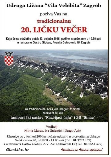 20. Lička večer u Zagrebu