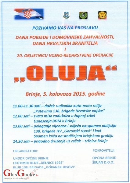 Program obilježavanja Dana pobjede i domovinske zahvalnosti u Brinju 