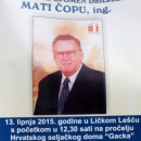 Otkriva se brončani reljef Mate Čopa u Ličkom Lešću