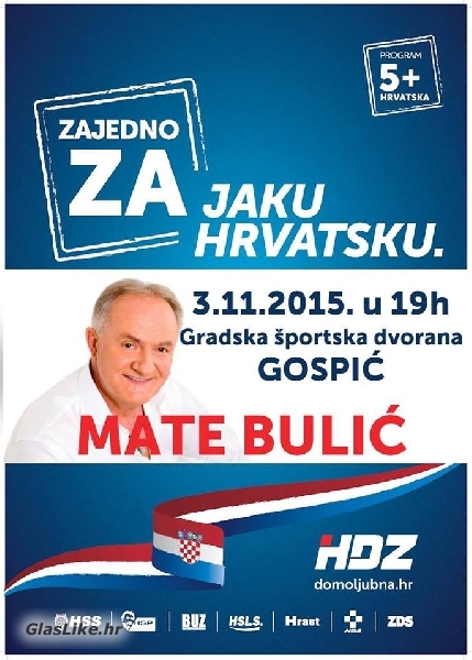 Mate Bulić na predizbornom skupu HDZ-a u Gospiću 