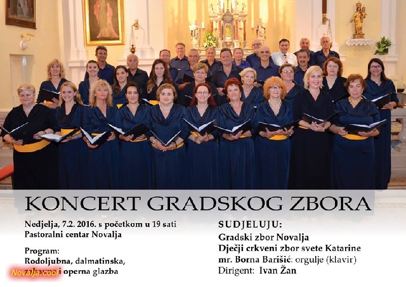 U nedjelju koncert Gradskog zbora Novalja 