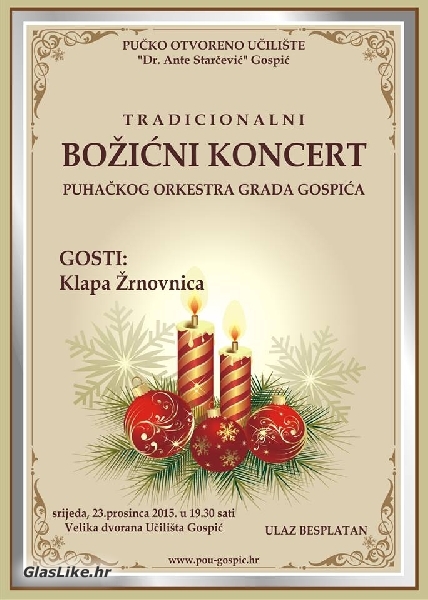 Božićni koncert Puhačkog orkestra Gospića