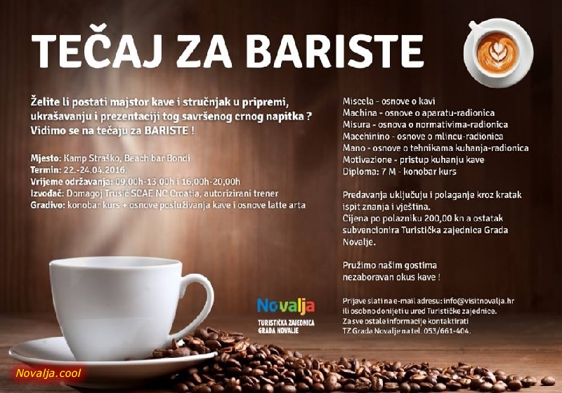 Tečaj za Bariste u Novalji Tečaj za Bariste u Novalji