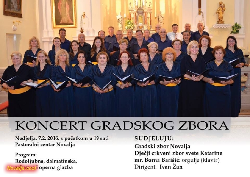 U nedjelju koncert Gradskog zbora Novalja U nedjelju koncert Gradskog zbora Novalja