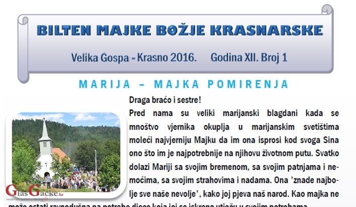 Program za blagdan Velike Gospe na Krasnu