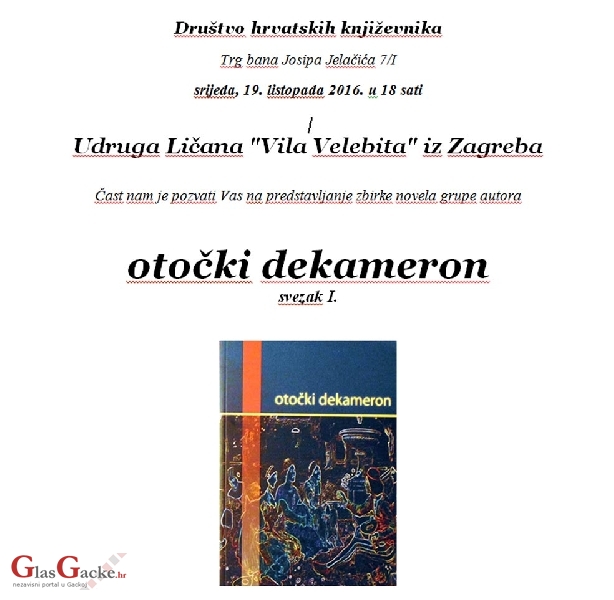 Otočki dekameron u DHK u Zagrebu 19. listopada