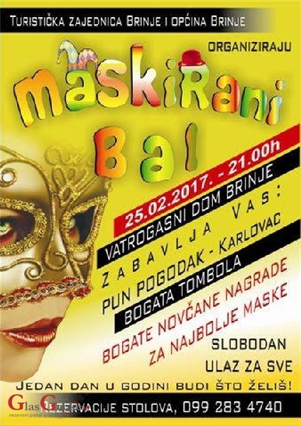 Večeras maskirani bal u Brinju 