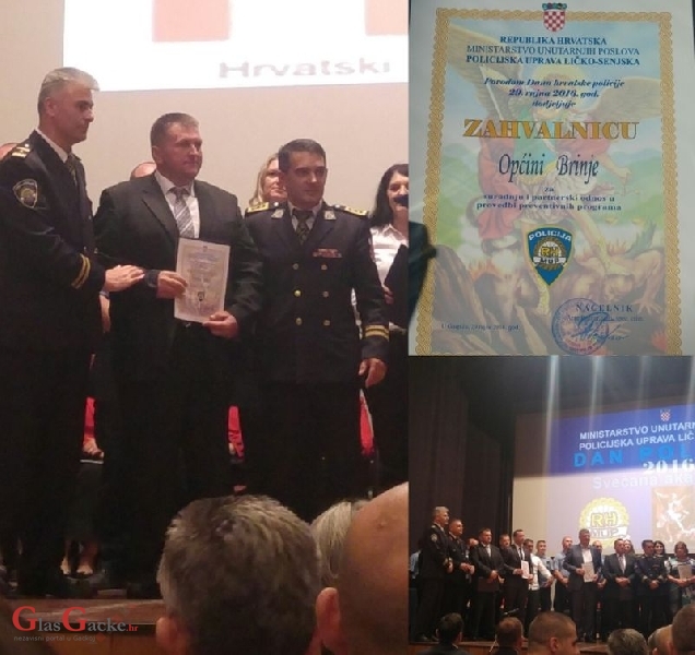 Općini Brinje zahvala za dobru suradnju 