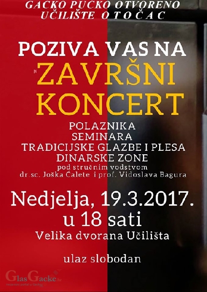 Završni koncert u GPOU u nedjelju večer