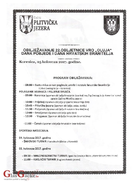 Program proslave Oluje u Općini Plitvička Jezera