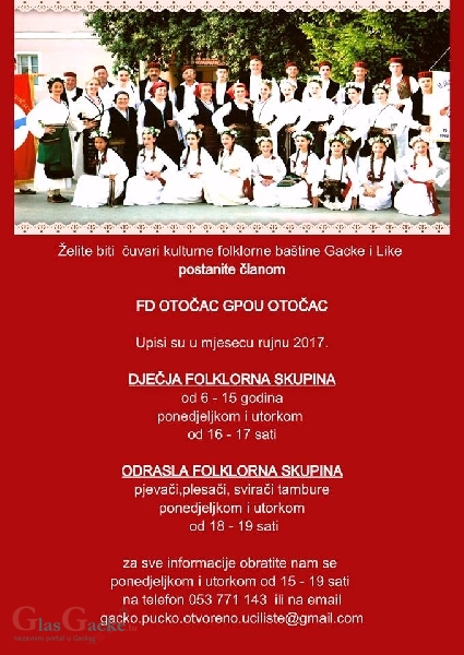Folklorno društvo Otočac u rujnu prima nove članove