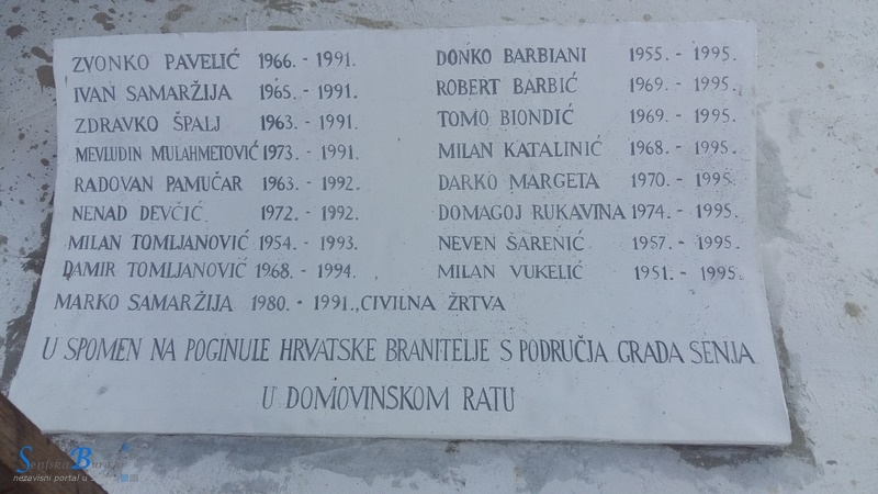 Otvaranje Spomenika poginulim hrvatskim braniteljima Domovinskog rata s područja grada Senja