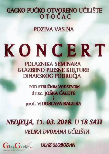 Završni koncert polaznika dinarske folklorne zone