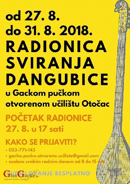 Radionica sviranja dangubice - od 27. kolovoza Radionica sviranja dangubice - od 27. kolovoza