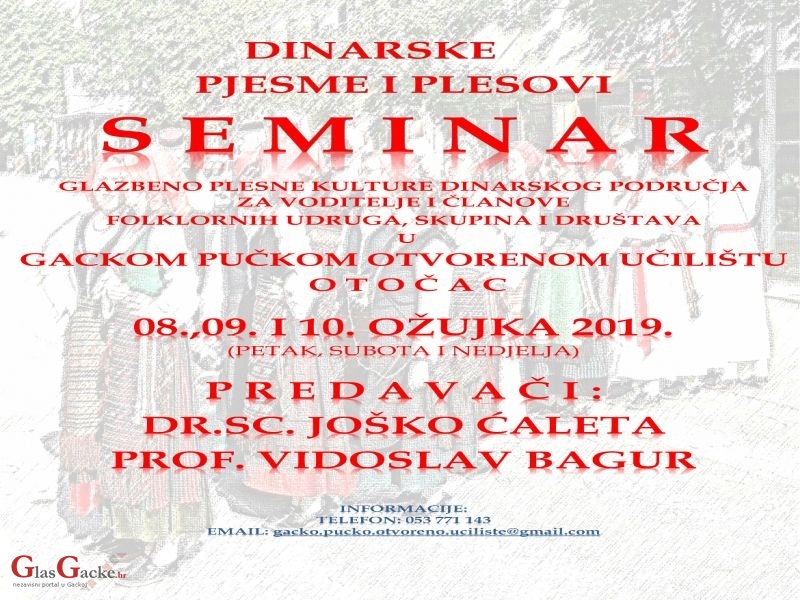 Prijave za seminar “Dinarske pjesme i plesovi: glazbeno-plesna kultura dinarskog područja” 