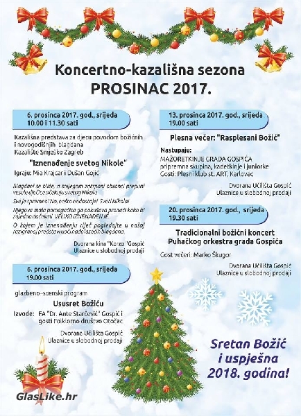 Prosinačka koncertno-kazališna sezona POU Gospić