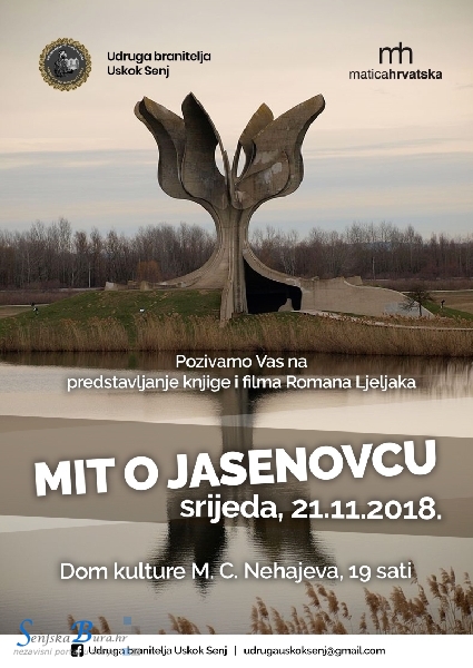Danas prikazivanje filma i promocija knjige "Mit o Jasenovcu" Romana Leljaka u Senju