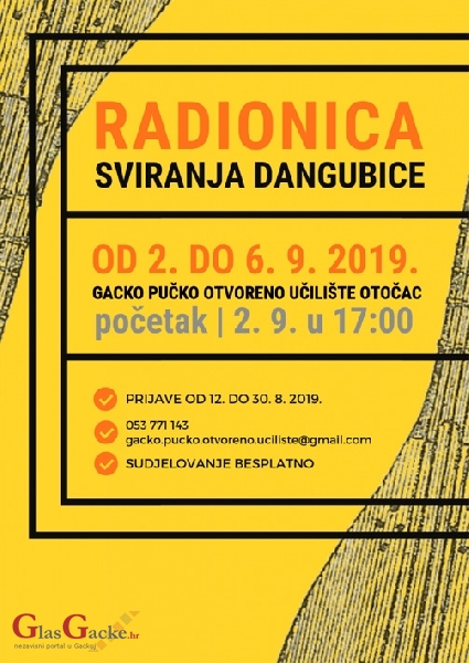 Radionica sviranja dangubice u rujnu u Otočcu