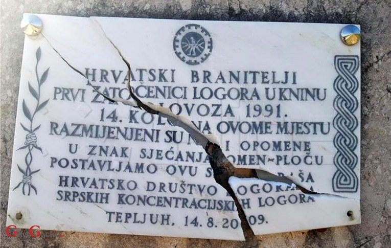 Hrvatsko društvo logoraša osudilo razbijanje spomen-ploče u Tepljuhu
