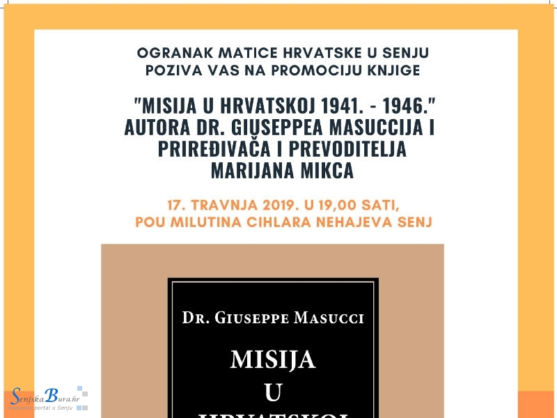 Promocija knjige Misija u Hrvatskoj 1941. – 1946. priređivača Marijana Mikca