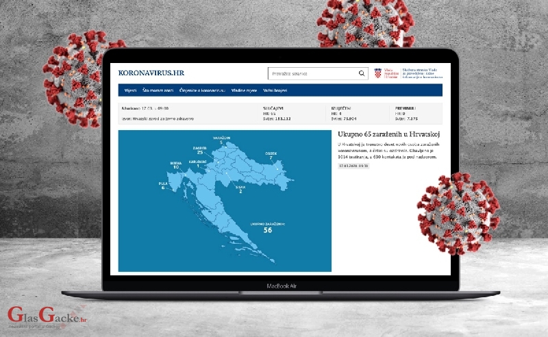 Internetska stranica o koronavirusu u Hrvatskoj