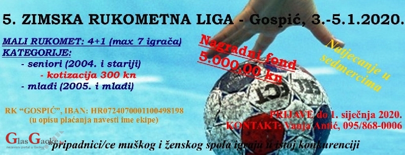 Započela 5. Zimska rukometna liga u Gospiću