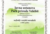 Javnoj ustanovi „Park prirode Velebit“ dodjeljena godišnja nagrada u kategoriji Najbolji vanjski suradnik. 