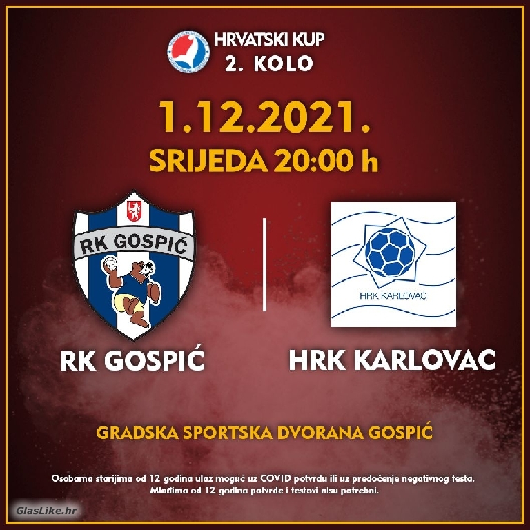 Sutra kup ukakmica RK Gospić - HRK Karlovac 