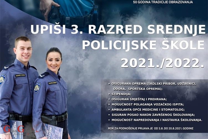 Natječaj za upis učenika u III. razred Policijske škole "Josip Jović"