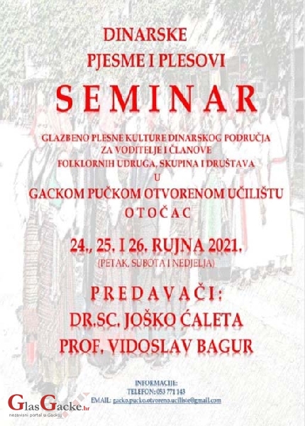 Seminar “Dinarske pjesme i plesovi" u Otočcu