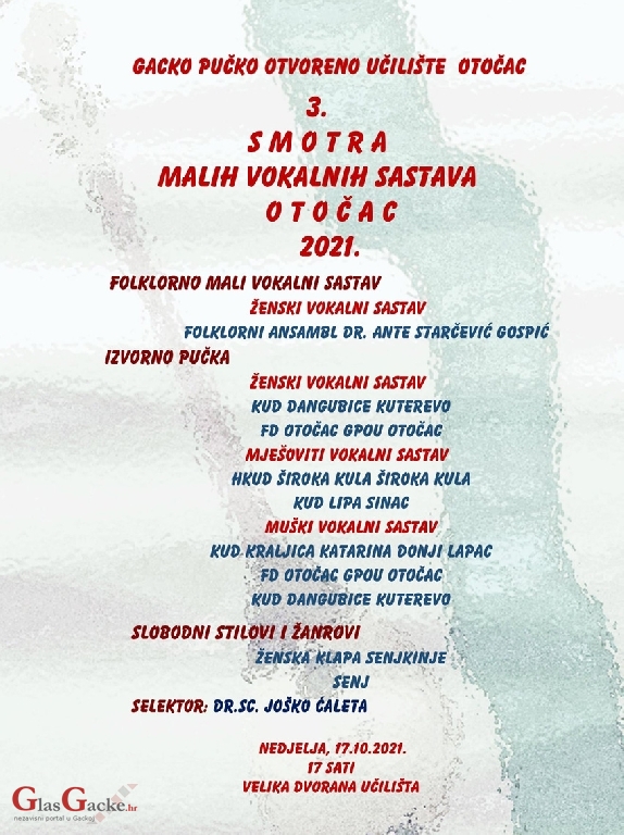 3. Smotra malih vokalnih sastava Otočac 2021. 