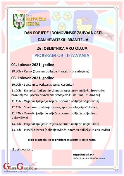 Obilježavanje Vojno-redarstvene akcije Oluja u Korenici