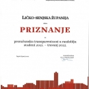 Ličko–senjska županija dobila priznanje za transparentnost proračuna